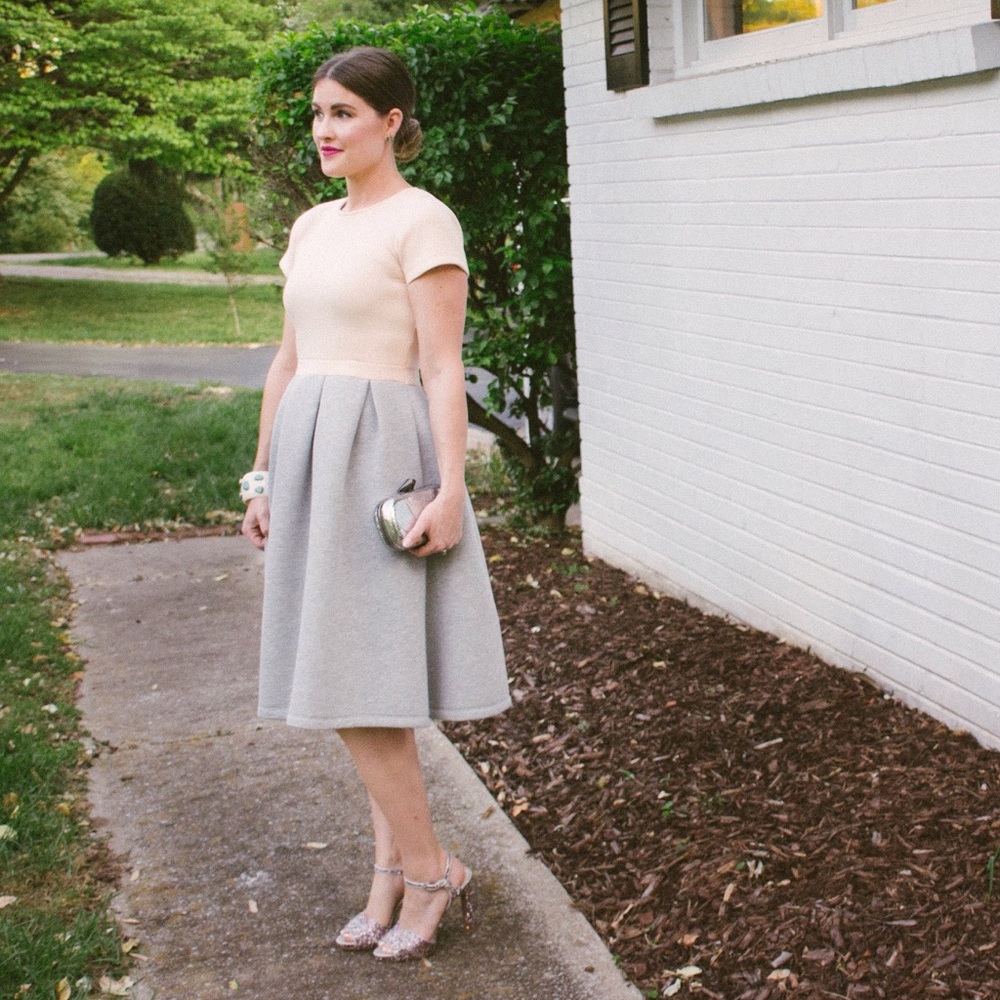ASOS Neoprene Dress - Peach/Grey